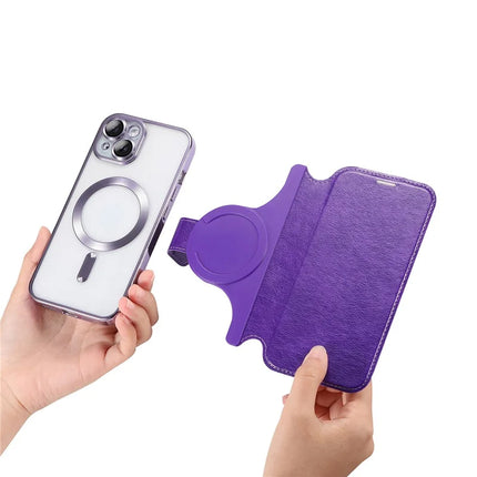 For iPhone 14 Case Compatible with MagSafe Detachable Leather Phone Cover with Lens Film