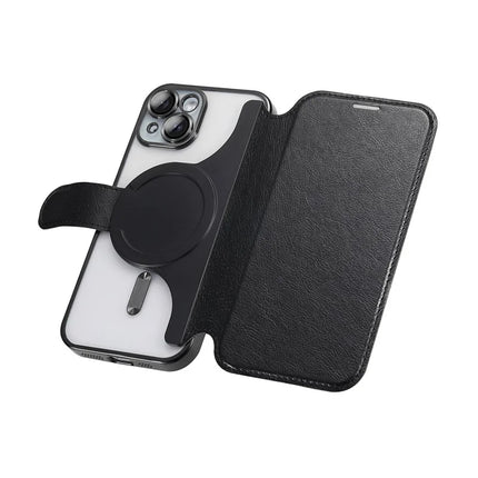 For iPhone 14 Case Compatible with MagSafe Detachable Leather Phone Cover with Lens Film