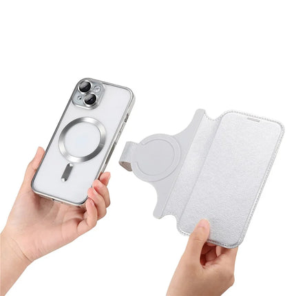 For iPhone 14 Case Compatible with MagSafe Detachable Leather Phone Cover with Lens Film
