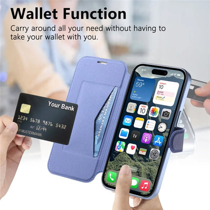 For iPhone 15 Pro Max Case Compatible with MagSafe Detachable Leather Phone Cover with Lens Film