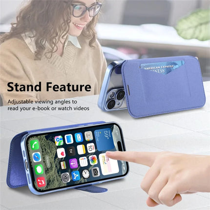 For iPhone 15 Pro Max Case Compatible with MagSafe Detachable Leather Phone Cover with Lens Film