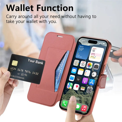 For iPhone 15 Pro Max Case Compatible with MagSafe Detachable Leather Phone Cover with Lens Film