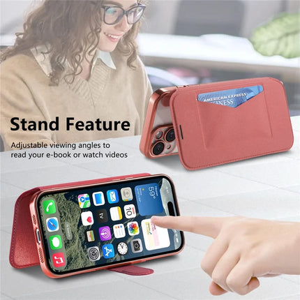 For iPhone 15 Pro Max Case Compatible with MagSafe Detachable Leather Phone Cover with Lens Film