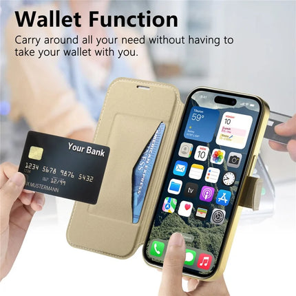 For iPhone 15 Pro Max Case Compatible with MagSafe Detachable Leather Phone Cover with Lens Film