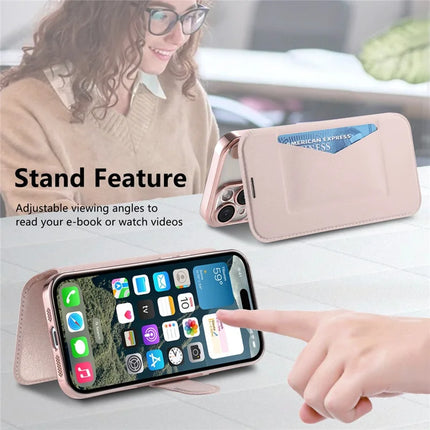 ShopCaseCart Slim Premium iPhone 15 Pro Protective cover Compatible with MagSafe Detachable Leather Phone Guard with Lens Film