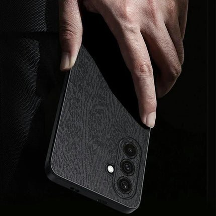 For Samsung Galaxy A56 5G Case Wood Texture PU Leather Coated PC TPU Phone Cover
