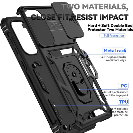 For Samsung Galaxy A36 5G Case PC + TPU Phone Cover with Lens Protection Kickstand