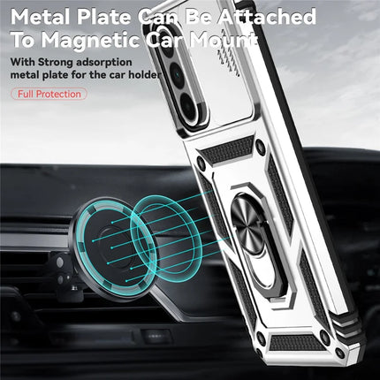 For Samsung Galaxy A36 5G Case PC + TPU Phone Cover with Lens Protection Kickstand