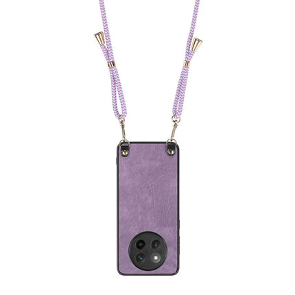 For Honor X60 Pro 5G Case Retro Texture Leather Coated PC+TPU Phone Cover with Hanging Rope