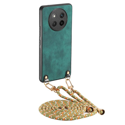 For Honor X60 Pro 5G Case Retro Texture Leather Coated PC+TPU Phone Cover with Hanging Rope
