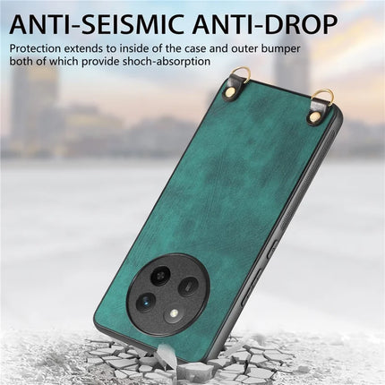 For Honor X60 Pro 5G Case Retro Texture Leather Coated PC+TPU Phone Cover with Hanging Rope