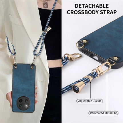 For Honor X60 Pro 5G Case Retro Texture Leather Coated PC+TPU Phone Cover with Hanging Rope