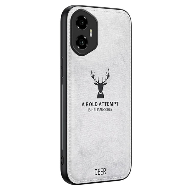 For Honor 300 Case Deer Pattern Cloth Texture PU Leather Hybrid Phone Cover - Grey