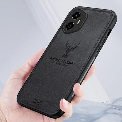 For Honor 300 Case Deer Pattern Cloth Texture PU Leather Hybrid Phone Cover