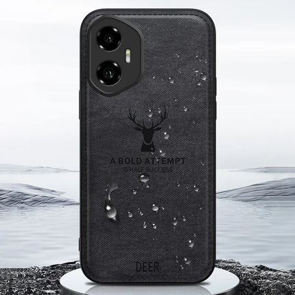 For Honor 300 Case Deer Pattern Cloth Texture PU Leather Hybrid Phone Cover