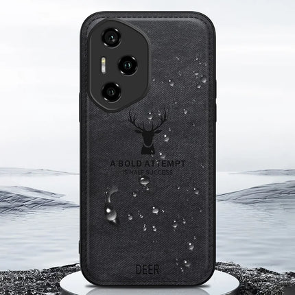 For Honor 300 Pro Case Deer Pattern Cloth Texture PU Leather Hybrid Phone Cover