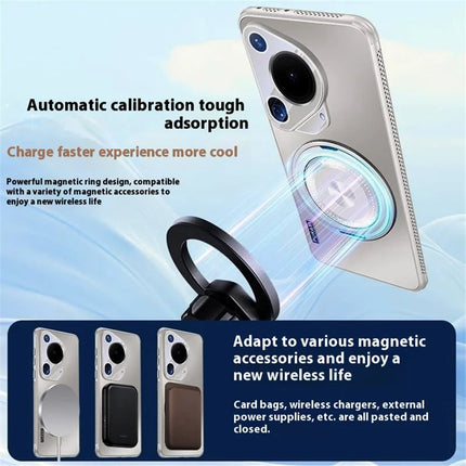 For Huawei Pura 70 Ultra Case Compatible with MagSafe Kickstand TPU PC Heat Dissipation Phone Cover