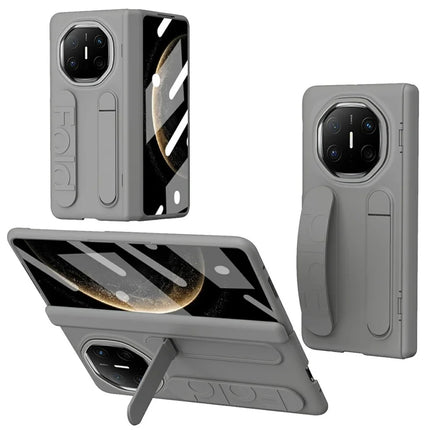 For Huawei Mate X6 Case Kickstand Wristband PC Phone Cover with Tempered Glass Film