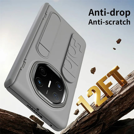 For Huawei Mate X6 Case Kickstand Wristband PC Phone Cover with Tempered Glass Film
