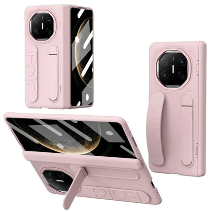 For Huawei Mate X6 Case Kickstand Wristband PC Phone Cover with Tempered Glass Film