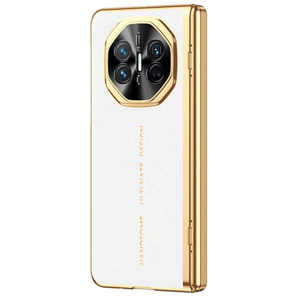 For Huawei Mate X6 Case PU Leather+PC Electroplating Phone Cover with Tempered Glass Screen Film