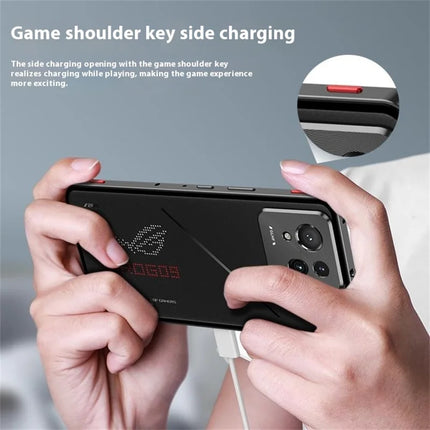 For Asus ROG Phone 9 Pro 5G / Phone 9 5G Case Metal Frame Tempered Glass Back Mobile Cover with Slide Key