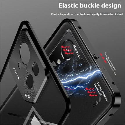 For Asus ROG Phone 9 Pro 5G / Phone 9 5G Case Metal Frame Tempered Glass Back Mobile Cover with Slide Key