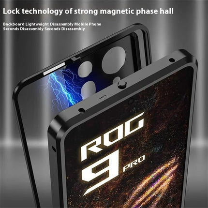 For Asus ROG Phone 9 Pro 5G / Phone 9 5G Case Metal Frame Tempered Glass Back Mobile Cover with Slide Key