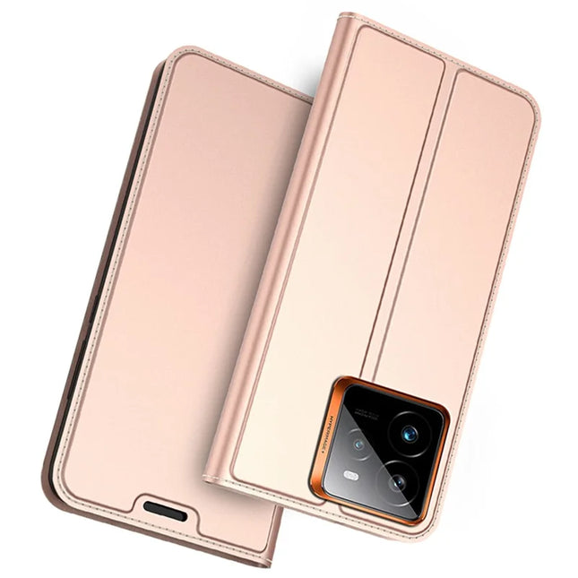 For Realme GT 7 Pro 5G Case PU Leather Phone Cover with Card Holder Stand Magnetic Closure - Rose Gold