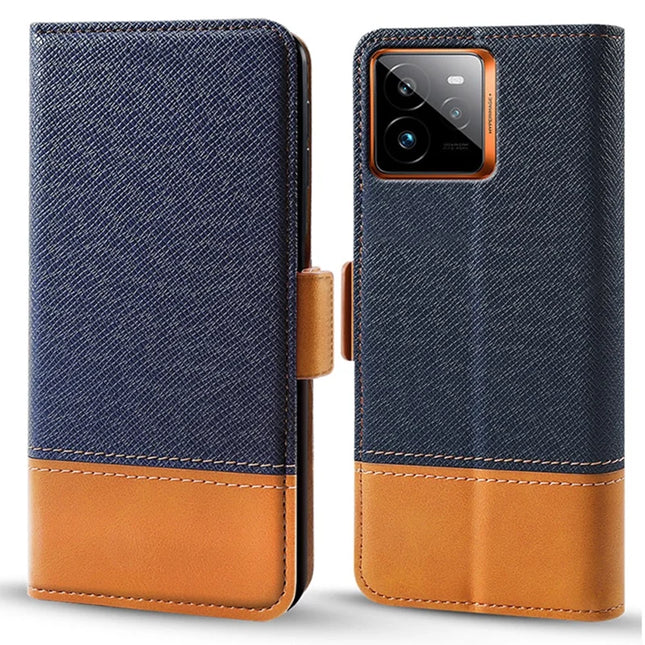 For Realme GT 7 Pro 5G Case Color Splicing PU Leather Wallet Phone Cover - Blue