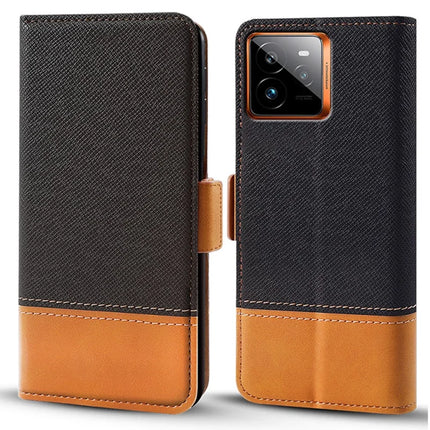 For Realme GT 7 Pro 5G Case Color Splicing PU Leather Wallet Phone Cover - Black