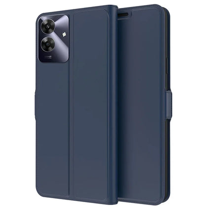 For Realme Note 60 Case Shockproof TPU Inner Shell Leather Phone Cover Card Slot - Blue