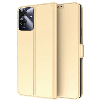 For Realme Note 60 Case Shockproof TPU Inner Shell Leather Phone Cover Card Slot - Gold
