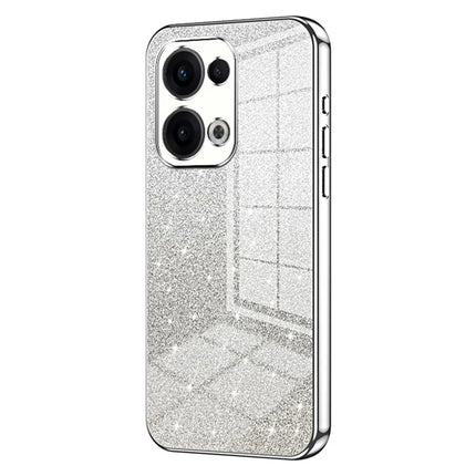 For Oppo Reno13 5G (Global) Case Electroplating Gradient Glitter TPU Phone Cover - Silver
