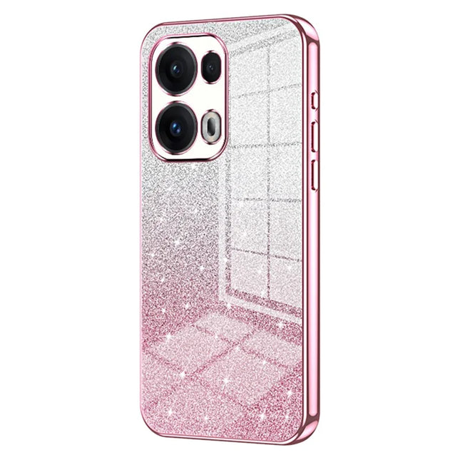 For Oppo Reno13 Pro 5G Case Electroplating Gradient Glitter TPU Phone Cover - Pink