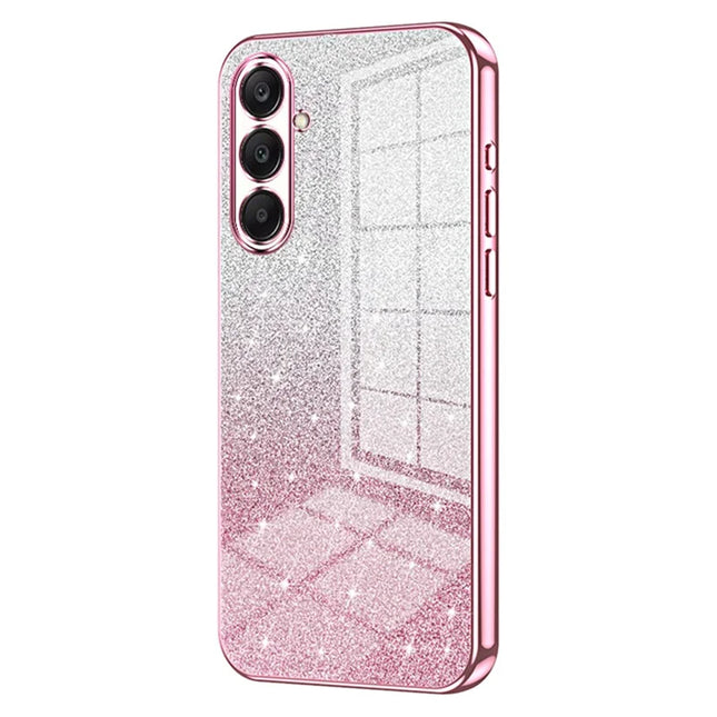 For Samsung Galaxy A26 5G Case Electroplating Gradient Glitter TPU Phone Cover - Pink