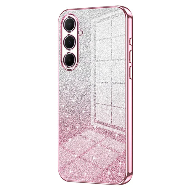 For Samsung Galaxy A56 5G Case Electroplating Gradient Glitter TPU Phone Cover - Pink