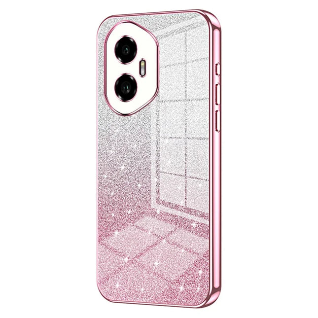 For Honor 300 Case Electroplating Gradient Glitter TPU Phone Cover - Pink