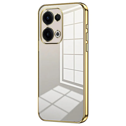 For Oppo Reno13 5G (Global) Case Electroplating Frame Soft TPU Phone Cover - Gold