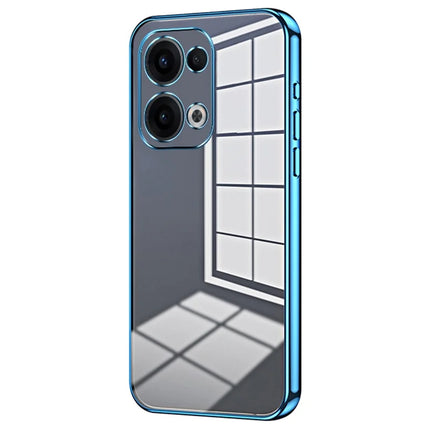 For Oppo Reno13 5G (Global) Case Electroplating Frame Soft TPU Phone Cover - Blue