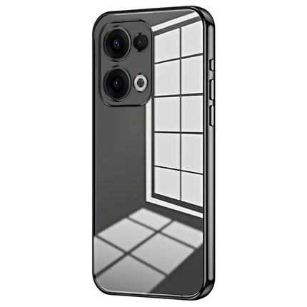 For Oppo Reno13 5G (Global) Case Electroplating Frame Soft TPU Phone Cover - Black