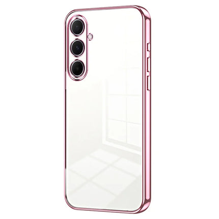 For Samsung Galaxy A56 5G Case Electroplating Frame Soft TPU Phone Cover - Pink
