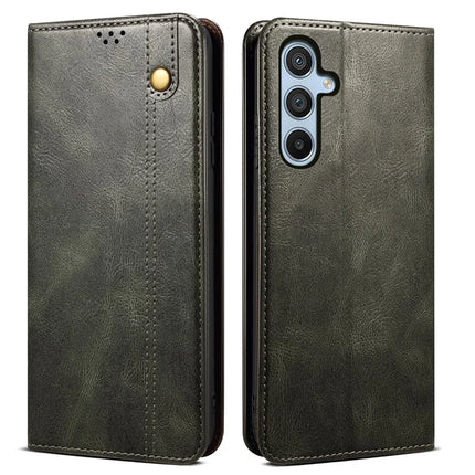 For Samsung Galaxy A26 5G Case Crazy Horse Texture Waxy Leather Wallet Stand Phone Cover - Green