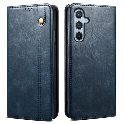 For Samsung Galaxy A26 5G Case Crazy Horse Texture Waxy Leather Wallet Stand Phone Cover - Blue