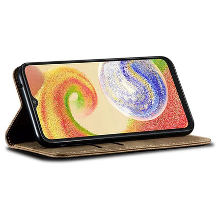For Samsung Galaxy A26 5G Case Jeans Cloth Texture Anti-Scratch Leather Stand Phone Cover