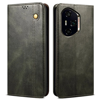 For Honor 300 Pro Case Crazy Horse Texture Waxy Leather Wallet Stand Phone Cover - Green