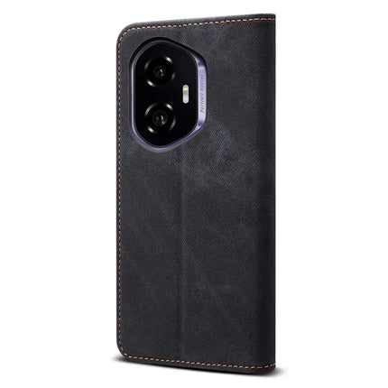 For Honor 300 Case Jeans Cloth Texture Anti-Scratch Leather Stand Phone Cover