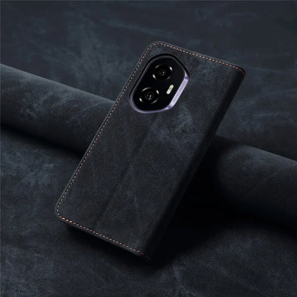 For Honor 300 Case Jeans Cloth Texture Anti-Scratch Leather Stand Phone Cover