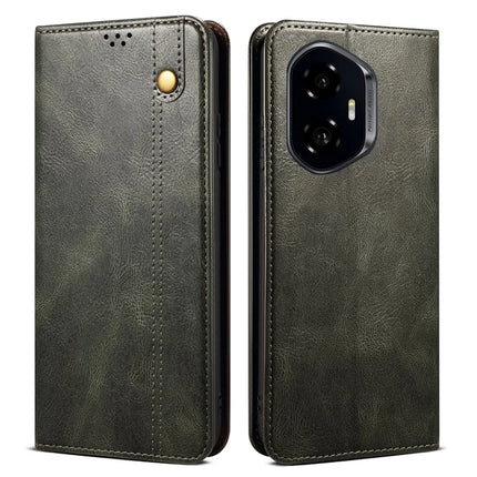 For Honor 300 Case Crazy Horse Texture Waxy Leather Wallet Stand Phone Cover - Green