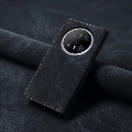 For Huawei Mate 70 Pro / Mate 70 Pro+ Case Jeans Cloth Texture Anti-Scratch Leather Stand Phone Cover
